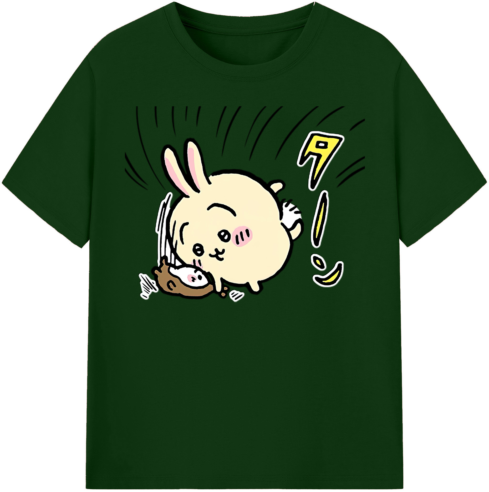 （画像用） ちいかわ うさぎ Chii-kawa usagi 綿100％半袖Tシャツ（フロントプリント）